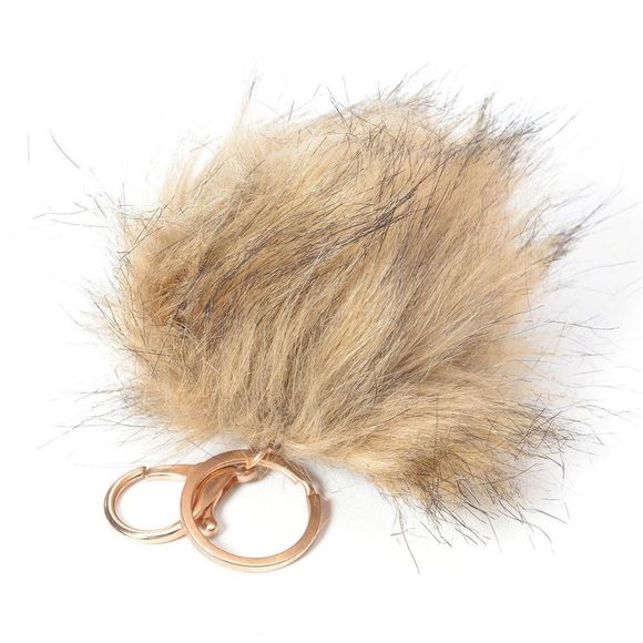 Camel Faux Fur Pom Pom Key Chain, Pair Boot Cuffs - Picture 2 of 6